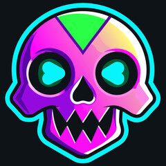 Leinwandbilder - Illustration of a colorful skull with heart shaped eyes