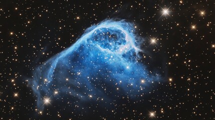 Wall Mural - a vibrant blue nebula, cosmic dust and stars in deep space.