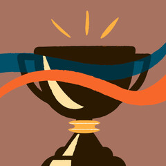 Leinwandbilder - Illustration of a winning trophy with ribbons and light