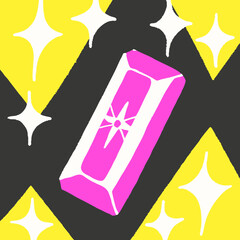 Leinwandbilder - Illustration of a pink bar with stars on a dark background