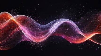 Poster - Abstract glowing wave of particles on dark background.