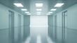 © florynstudio3 - Bright, empty hallway with reflective floor and doors.
