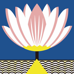 Leinwandbilder - Stylized lotus flower with geometric patterns background