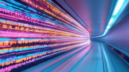 Poster - Quantum Tunnel: Futuristic, dynamic composition of a glowing tunnel, evoking speed and technological advancement