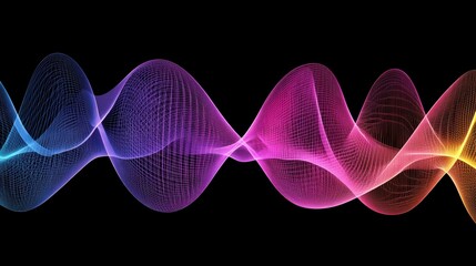Poster - Abstract colorful wave design on black background.