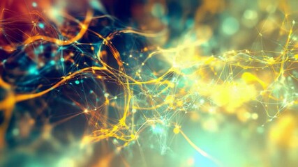 Fototapete - Digital Nebula: A captivating digital artwork showcasing a dynamic network of interconnected points and lines, emitting a radiant glow that evokes a sense of wonder and technological intricacy.