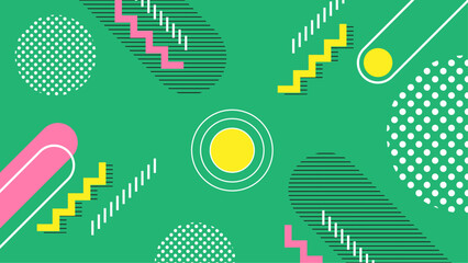 Poster - Bright Colorful Memphis Syle Background Vector