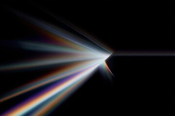 Canvas Print - abstract light beams converging to a sharp point on black backdrop