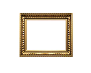 Fototapete - Classic square golden frame isolated on transparent background for elegant poster or canvas display mockup template design concept. 3D Rendering