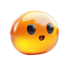Poster - 3D Render of Happy Orange Gelatinous Emoji Smile Cute Character Design and on transparent background