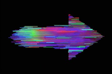 Canvas Print - A pixelated, colorful arrow pointing to the right on a black background