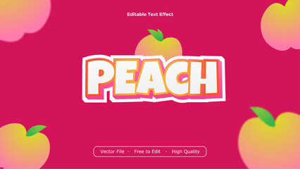 Poster - Peach Text Effects Vector Design with Pink Background
