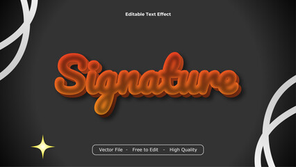 Poster - Signature Text Effects Vector Design with Black Background