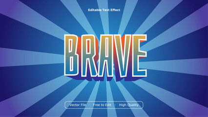 Poster - Brave Text Effects Vector Design with Blue Background