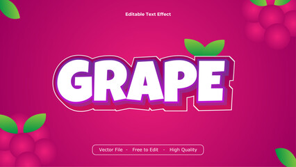 Poster - Grape Text Effects Vector Design with Purple Background