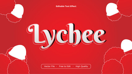 Poster - Lychee Text Effects Vector Design with Red Background
