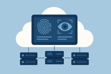 Poster - Cloud Technology Security Concept with Digital Fingerprint and Eye Monitoring System