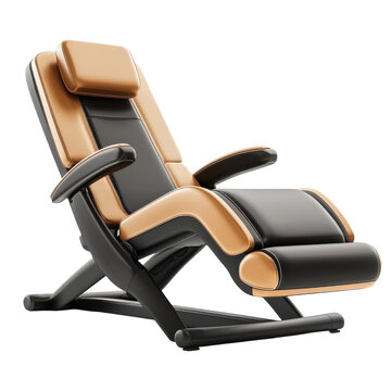 Modern Black and Tan Recliner Chair Relaxation Comfort Luxury Furniture on transparent background