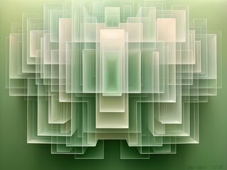 Aufkleber - Abstract green and white geometric pattern