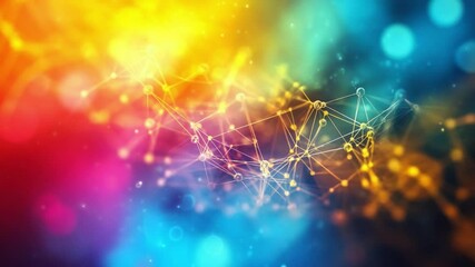 Poster - Illuminated Network: A radiant network of interconnected points, symbolizing communication and connection, is awash in vibrant colors, offering a visual representation of the digital world.