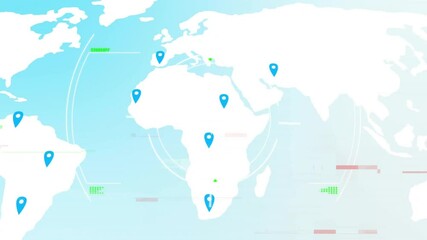 Poster - Opening Africa silhouette expanding map starting blue pins popping loader spinning bars rising
