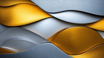 Poster - Wavy patterns in silver and gold create a striking abstract design, highlighting elements of modern art. The smooth textures and metallic finishes add depth and sophistication.