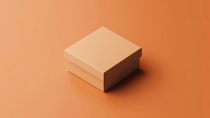 Poster - Simple square beige box on orange background.