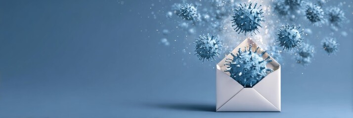 Poster - Phishing Bait With Virus Mist Emerges From a Gift Box, Illustrating the Risk of Online Threats in Digital Communication