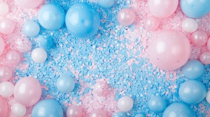 Poster - Pink and blue balloons and glitter. Festive background.