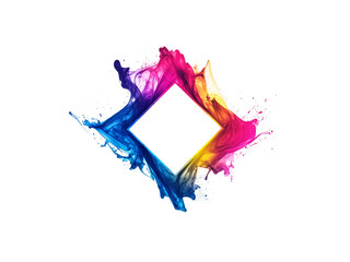 Fototapete - Colorful watercolor splashed Powder Explosion concept border frame, soft and pastel Multi-Color Paint Splatter Border, Empty border frame with paint splash surrounding randomly on the border.