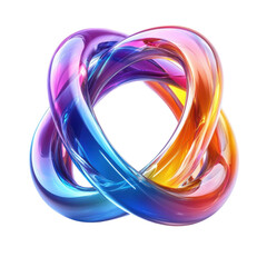 Poster - Luminous Rainbow Knot Abstract 3D Render with Vibrant Colors and Twisted on transparent background