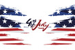 © Yuniar20 - Independence day of the USA 4 th july. American flag colors paint stroke with illustration of liberty. Happy independence day, vector lllustration. Suitable for greeting card, poster and banner.