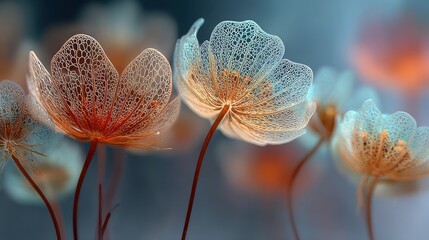 Poster - Gathering in a serene setting, these lace flowers open gracefully, revealing their delicate structures and vibrant colors. The soft focus enhances their ethereal charm, captivating viewers.