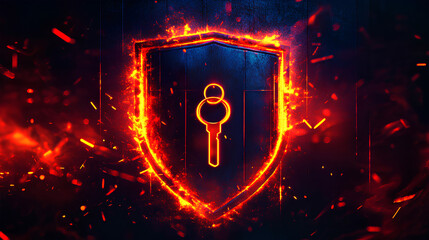 Poster - firewall shield with key Stock Illustration