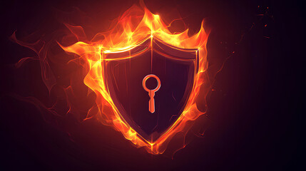 Poster - firewall shield with key Stock Illustration