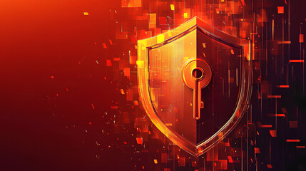 Poster - firewall shield with key Stock Illustration