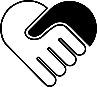 shake hands with love icon line vector design illustration template