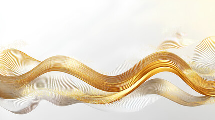 Poster - Vector golden line wave on white background. Abstract premium luxury elegant illustration, wavy Japanese ornament, flow water, ocean, organic shape pattern 