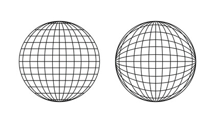Poster - Set of globe wireframe icon. planet earth globe grid of meridians and parallels. vector lines