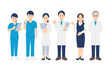 © キムラ - ポーズをとる医者･看護師･医療事務の男女全身セット【人物ベクターイラスト素材】