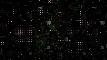 Poster - Upon playback abstract digital grid flickering through brightness shifts for ambient motion