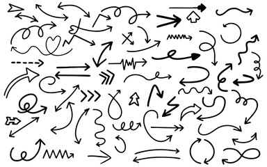Poster - Arrow bundle signs hand drawn doodle sketch curve collection