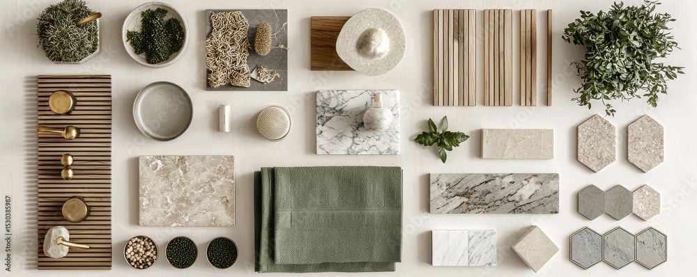 Elegant mood board showcasing interior design elements with a neutral ...