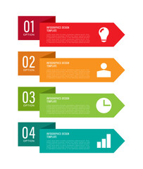 Aufkleber - Arrows simple vertical infographic template with business icons. Four steps or processes for presentation slides