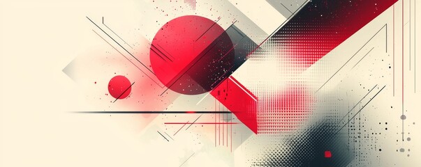 Poster - Abstract graphic design with geometric shapes and red color palette