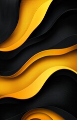 Poster - elegant abstract wave pattern in yellow and black background design