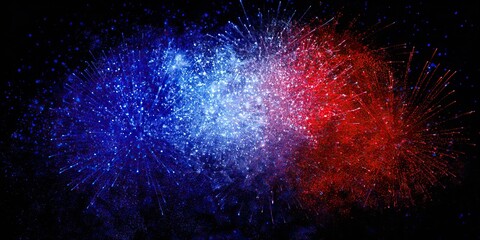 Wall Mural - Vivid explosions of red, white, and blue light against a dark night sky