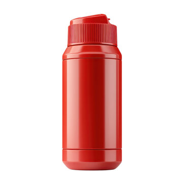 Red Container Bottle Product Photography Glossy Isolated Close Up Cosmetic on transparent background