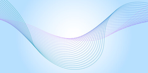 Poster - Abstract blue gradient background with shining lines waves.