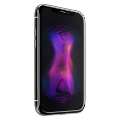 Aufkleber - Modern smartphone with abstract glowing waves on the screen technology on transparent background
